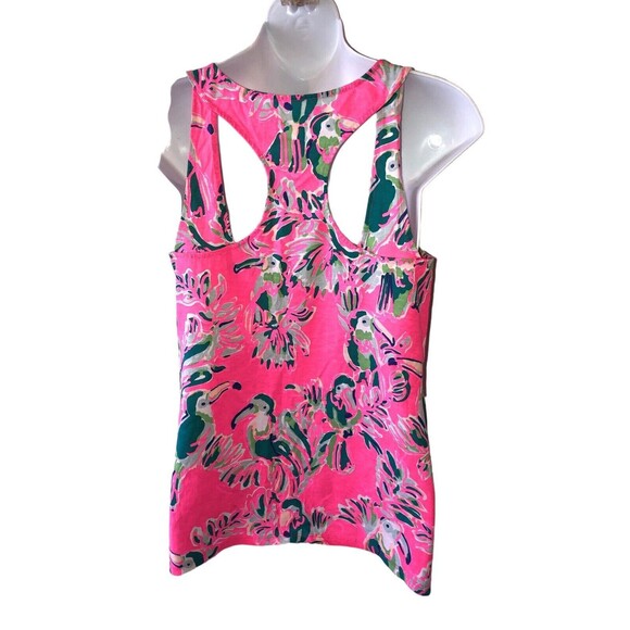 Lilly Pulitzer Monterey Tank Top Toucan Parrot Bird Pink Small Racerback - Picture 5 of 12